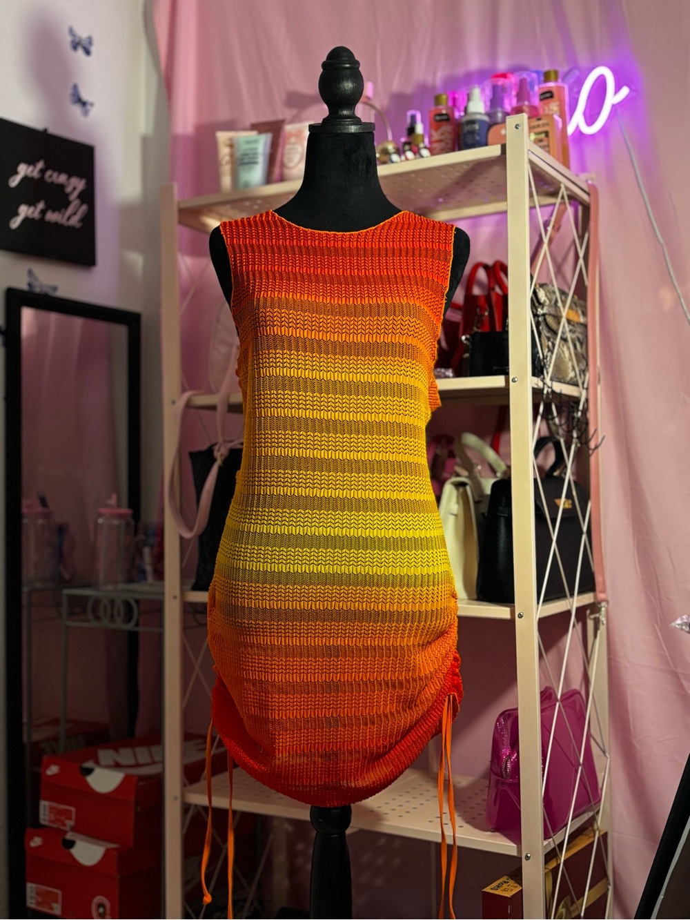 BRAND NEW! Never worn, Bright Orange & Yellow Mesh Swimsuit Coverup🧡 cute n sexy